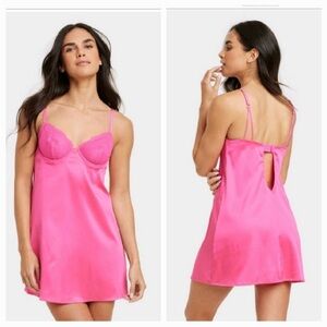 Auden Vibrant Pink Satin Chemise